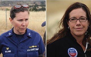 <b>WHO’S IN CHARGE:</b> Calling the shots in the official cleanup effort are U.S. Coast Guard Captain Jennifer Williams (left) and U.S. Environmental Protection Agency on-scene coordinator Michelle Rogow (right), who told the Board of Supervisors this week they would not leave town until the job was done.