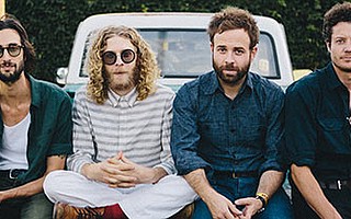 <strong>LYRICAL BARD DUDES:</strong> Taylor Goldsmith (second from right) is the lead singer and songwriter of the L.A.-based band Dawes.