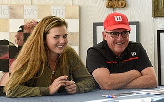 <b>GRAND SLAM DREAMS: </b>Santa Barbara tennis star Kayla Day had teaching pro Larry Mousouris at her side when she told of her decision to turn professional at age 17.