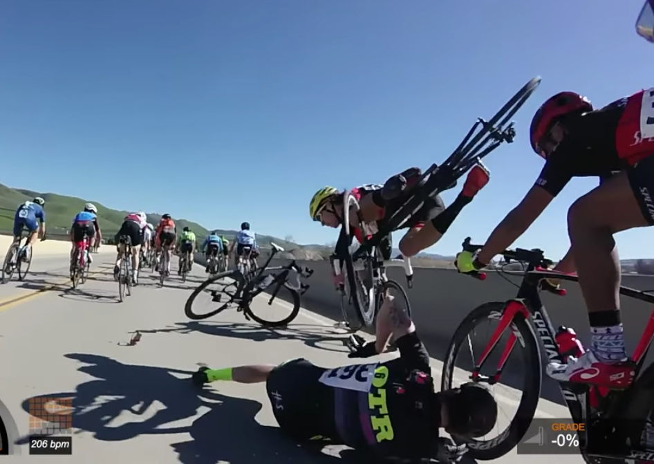 VIDEO: Crazy Close Call During Road Bike Race