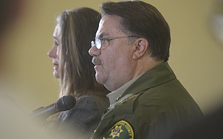 Santa Barbara County Sheriff Bill Brown addresses the media after Tuesday's deadly mudslides in Montecito (Jan. 9, 2018)