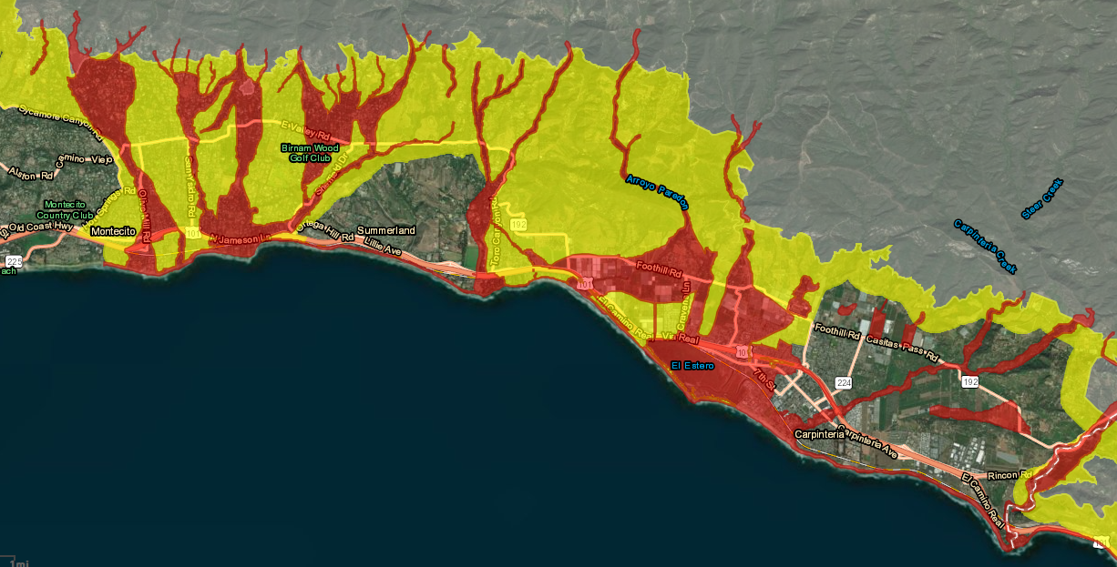 Threat of Debris Flow Diminished on Monday Evening