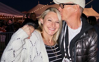 Ashley Iverson (widow of firefighter Cory Iverson) and Michael Keaton.