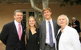 Board Chair Don Logan, scholarship recipients and event speakers Shayne Martinuik and Evan Knight, and Interim President and CEO Barbara Robertson.