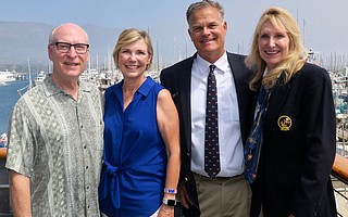 VNHC Foundation Executive Director Rick Keith, VNHC President/CEO Lynda Tanner, SBYC Commodore, Event Committee Member, and sponsor John Koontz, and Event Committee Member and sponsor Teresa Koontz.