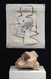 Both the pictured work on paper (top) and the clay sculpture are part of Rafael Perea de la Cabada's Faces and Facets series.