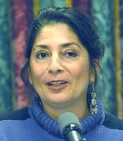 Elizabeth Sorgman, seen here during her 2004 bid for the Santa Barbara School Board, says she's the only one standing up for the endangered students.