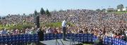 Barack Obama stops for a "Grassroots Rally" at Santa Barbara City College Campus Saturday afternoon Sept. 8, 2007 on his way to a fundraiser at Oprah Winfrey's house in Montecito.