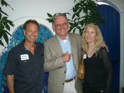City councilman Brian Barnwell (center) stands with Rodney Gould and Jan Atkins, both former presidents of the Coast Village Road Business Association.