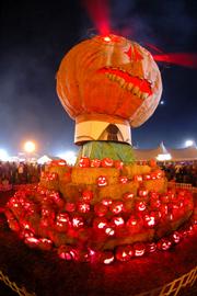 This giant pumpkin art installation is a fixture every year at the Halloween weekend event.