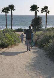 The trail leading down to the beach near Bacara. The focus of many county coastal access debates, this beach's availability to the public is being negotiated by the resort and the Coastal Commission.