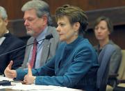 ADMHS Director Ann Detrick (above, at microphone) proposed to the board $8.4 million in cuts.