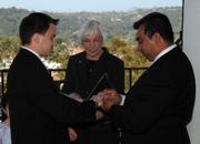 WEDDING BELLS: Mayor Marty Blum officiates the marriage of Andy and Manny Edgar-Beltran.