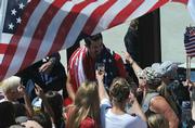 Todd Rogers mobbed by fans as he comes home to Santa Barbara from the Beijing Olympics with a gold medal