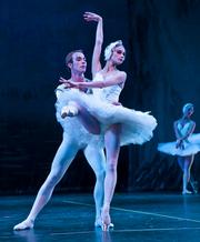 Yevgeni Anfinogenov as Prince Siegfried and Victoria Luchkina as Odette, the swan princess.