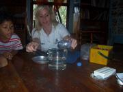 Teaching children how to conduct laboratory experiments is also a job for Laguna Blanca's Gabrielle Johnson.