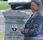 Marla Daily, the head of the Santa Cruz Island Foundation, introduces everyone and explains the circumstances behind the discovery of George Nidever's long-lost grave.