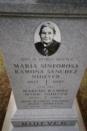 The other side of the Nidever tombstone, this one dedicated to his wife Sinforosa and children.