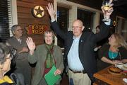 Margaret Connell and Ed Easton learn they have won their seats on the Goleta City Counsel