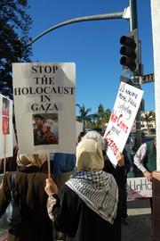 Protestors likened the events in Gaza to a Holocaust and pleaded for it to be stopped.
