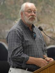 Mobile, but here to stay: Ken Tatro- president of the Monarch Country Mobile Homeowners Association, appearing above in a file photo-said that rent control works because landowners make reasonable returns on their investment while tenants get Consumer Price Index-based control protection.
