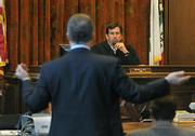 Judge Brian hill listens to prosecutor Hilary Dozer's arguments arguments for the maximum sentence.