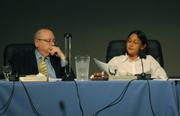 UC president Mark Yudof (left) at his first meeting of the UC regents at UCSB in 2008