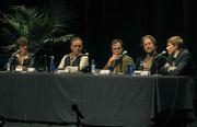 The Writers Panel L to R moderator Anne Thompson, Robert Knott, Tom McCarthy, Andrew Stanton, and Dustin Lance Black.