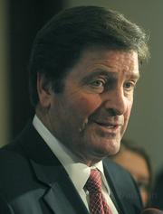 Lt Governor John Garamendi explains to the media why is is against the PXP lease agreement