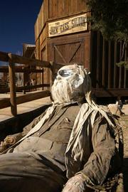 Hollywood-built Wild West outposts such as Pioneertown , where glass-blowers and musicians now occupy a former movie set.