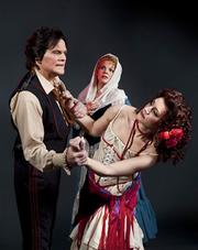 Michael Hayes as Don Jose, Rena Harms as Micaela, and Emily Langford Johnson as Carmen in Opera Santa Barbara's upcoming production of the Bizet classic.