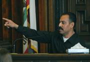 In his statement to the court at the sentencing of Johnny Lopez, Frank Michael Tacadena (pictured), said "You're the reason my dad is dead."