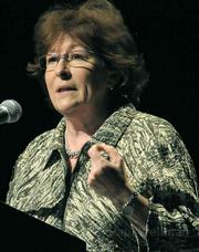 Former UN Human Rights Commissioner Louise Arbour spoke during her Campbell Hall appearance in favor of the independent judiciary model for war crimes.