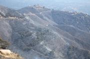 Looking down into Rattlesnake Canyon from Gibraltar Road with upper Rattlesnake Trail visible.