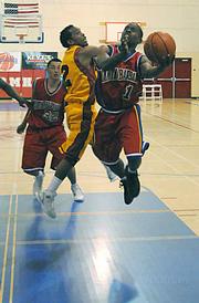 Mark Peters (#1) and the S.B. Breakers have been coasting past the competition in their most recent games. They will now be playing at the gym at San Marcos High.