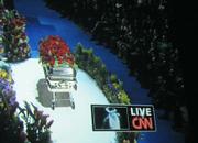 The Michael Jackson memorial as seen in the Arlington Theatre via live video feed from the Staples Center July 7, 2009