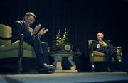 Sam Donaldson (left) interviewing Walter Cronkite during the Nuclear Age Peace Foundation's 2004 Distinguished Peace Leadership Award ceremony