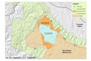 Sunday's and Monday's fire perimeters are overlayed showing the main expansion is towards the Sierra Madres.