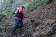 When huge flooding caused severe trail damage in Winter 2005, MTF was there to rebuild the trails within days. Here crew workers begin to dig out the lower part of Cold Spring Trail.