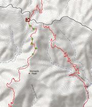 Map shows approximate locations of illegal trail work being done on Cold Spring Trail along the top mile of the trail.