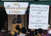 UCSB Dean of Social Sciences Melvin Oliver speaks to the crowd at the ESS rally Friday Nov. 20, 2009