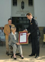 Last March, State Senator Tony Strickland (right) presented Santa Barbara District Attorney Christie Stanley with the California 19th District Woman of the Year award.