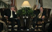 Mark McIntire (left) and David Horowitz during a Santa Barbara Tea Party sponsored event April 15, 2010