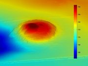 High-resolution bathymetry of one of the extinct asphalt volcanoes, collected using the autonomous underwater vehicle Sentry.
