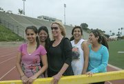 L to R Liz Gomez, Veronica Duran, Queenie Longley, Andrea Rosales, and Denisse Elizarraraz after a workout at La Playa Stadium head to Longboards for lunch
