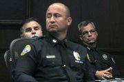Deputy Police Chief Frank Mannix (right) at the Fire and Police Commission meeting June 18, 2010