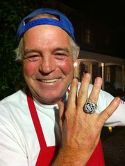 Not only were Connell’s hot dogs a hit with the crowd—to the bewilderment of the gourmet chefs at the party—but Jacobs, impressed by the vendor’s evident passion for baseball, gave him temporary custody of a genuine 2009 World Series championship ring, encrusted with 119 diamonds.