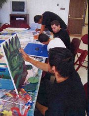 Santa Barbara Arts Alliance members working in the Franklin Neighborhood Center
