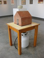 Ceramics artist Christopher Bates created the sculpture "Learning about home" (2009-2010) out of clay—and propane.