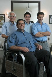 Matt Sanchez (seated) and (standing from left) Jess Martinez, Tim Sanchez, and Richie Ramirez.